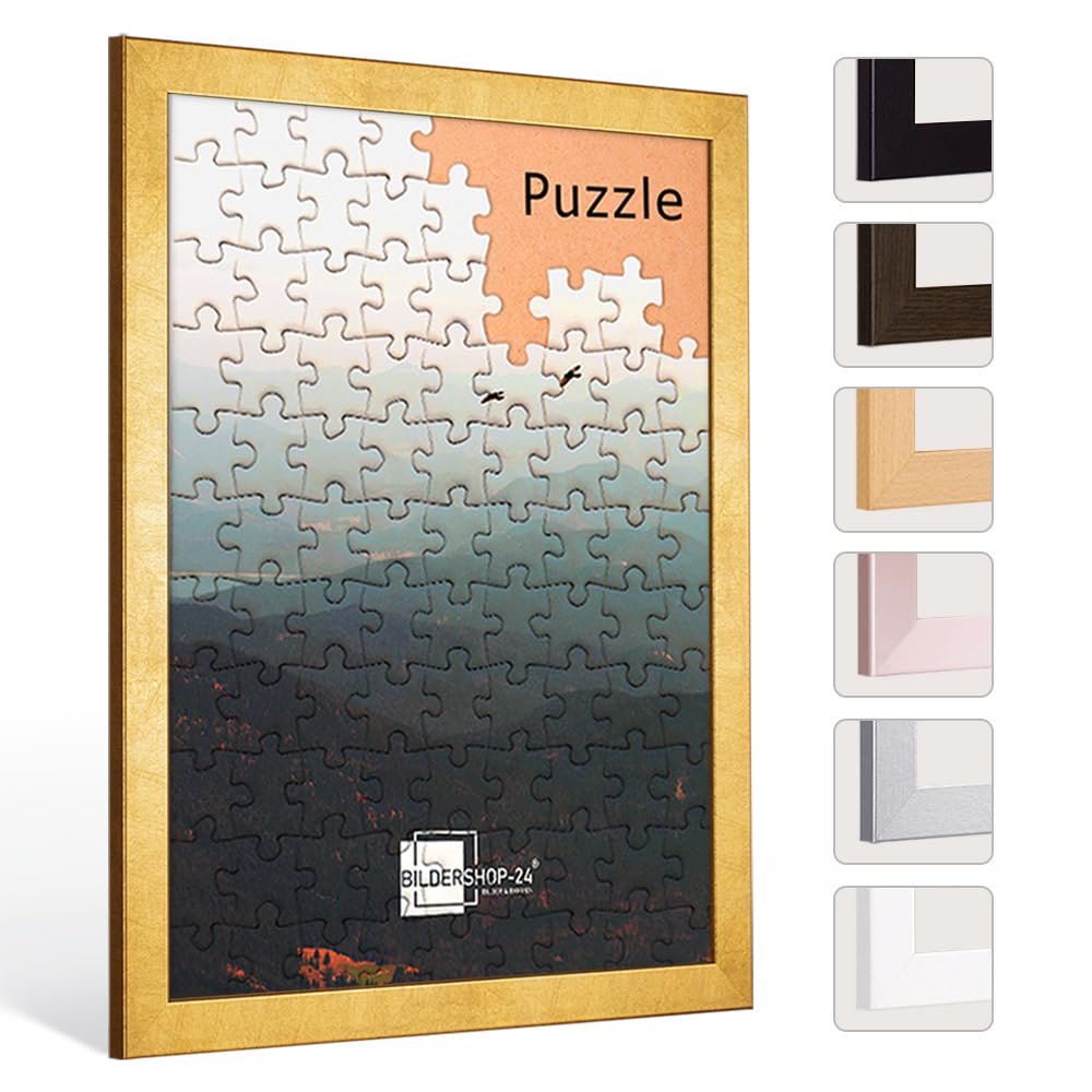 Bildershop-24 cornici puzzle London per puzzle 1500 pezzi, 59,2 x 84,3 cm, 84,3 x 59,2 cm, foglia d'oro con vetro acrilico
