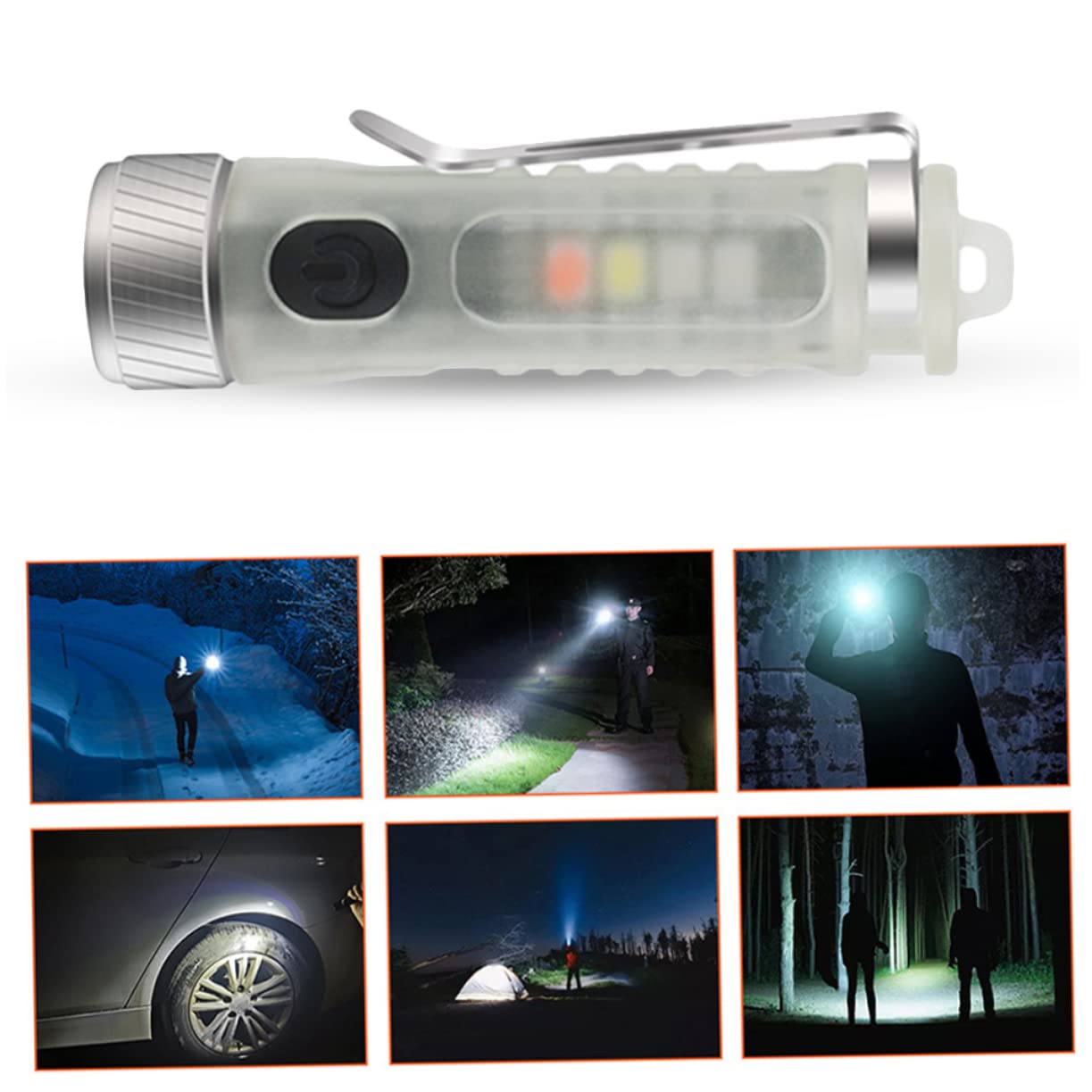 BESPORTBLE 4pezzi Mini Torcia Led Portachiavi Ricaricabile Regolabile Luce Portatile Per Escursioni Campeggio e Emergenze Modalità Di Illuminazione Design Compatto e Leggero Per Borse e