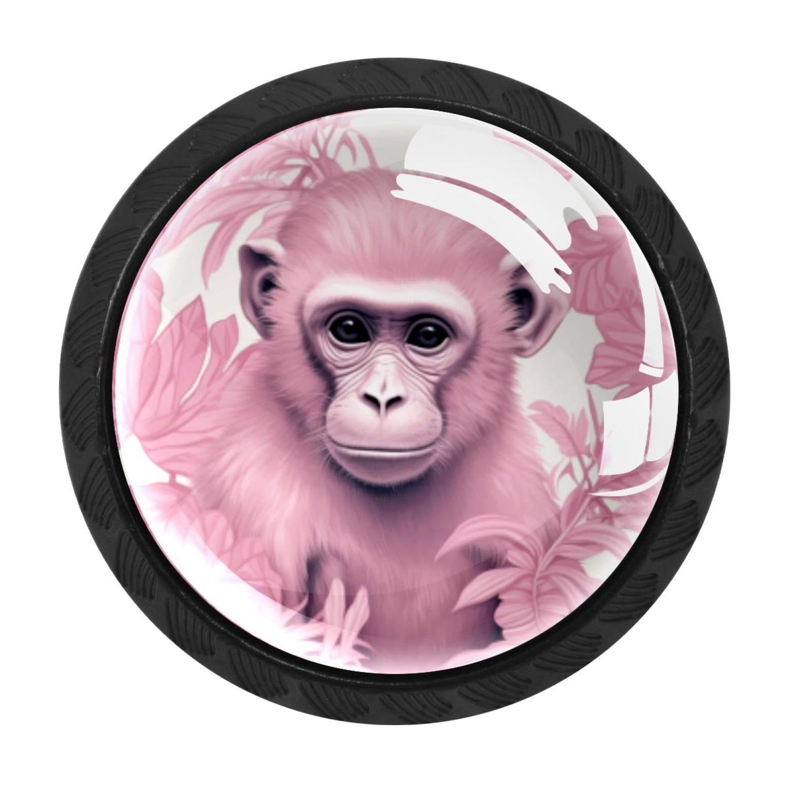 Chenzzzz Multicolored 01 4 Pieces Kitchen Cabinet Drawer Dresser Door Knobs Pulls Handles, Pink Monkey Orangutan