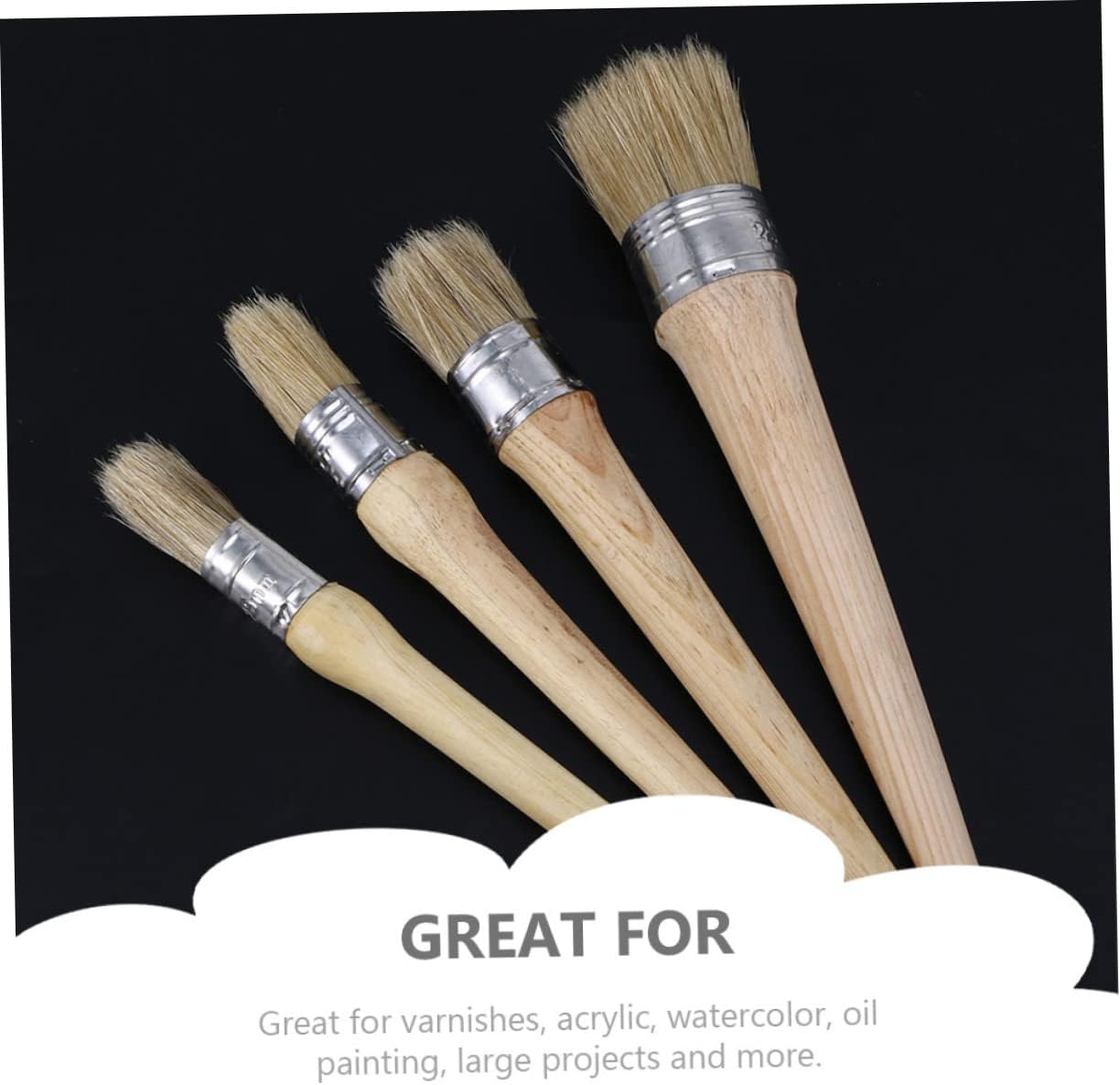 2Pcs Round Head Paint Brush Handle for Oil Watercolor Glue Painting for Home Projects and Art Crafts