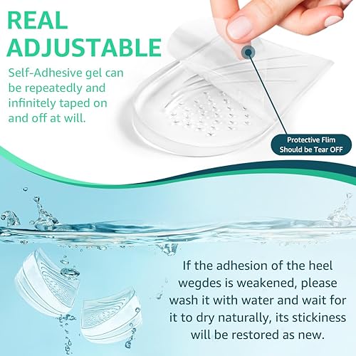 Miniatura 3 de Skyfoot Insertos de cuña de talón ajustables de 3 capas para corrección de supinación y pronación, plantillas adhesivas de talón medial y lateral
