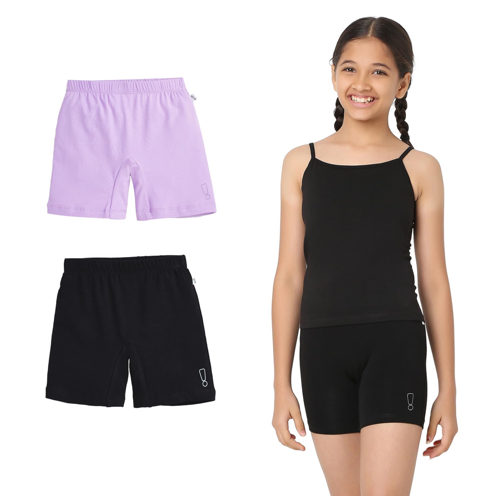 YouGotPlanB Cotton Inner Shorts for Girls | Pack of 2 | Ages 4-16 Years | Mid-Thigh Length | 100% Cotton Inner Lining Like Underwear-image-29