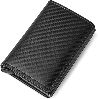 RFID Credit Card Holder, Leather Credit Card Holder for Men, RFID Wallet for Men Slim, Pop Up Wallet Pop Up Card Holder for Business, Working, Shopping (Black)