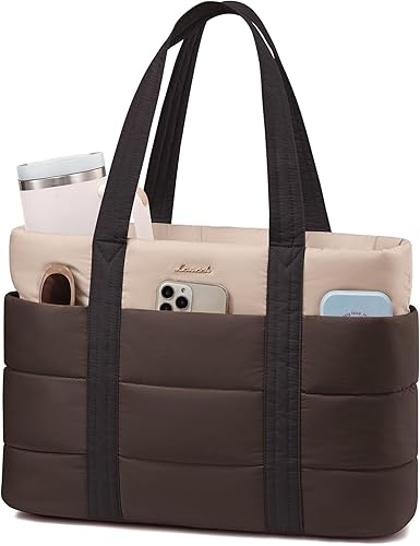 Miniatura 45 de LOVEVOOK Tote Bag for Women, Large Puffer Work Tote Laptop Bag, Lightweight Travel Tote Bag with Zipper Gifts for Women