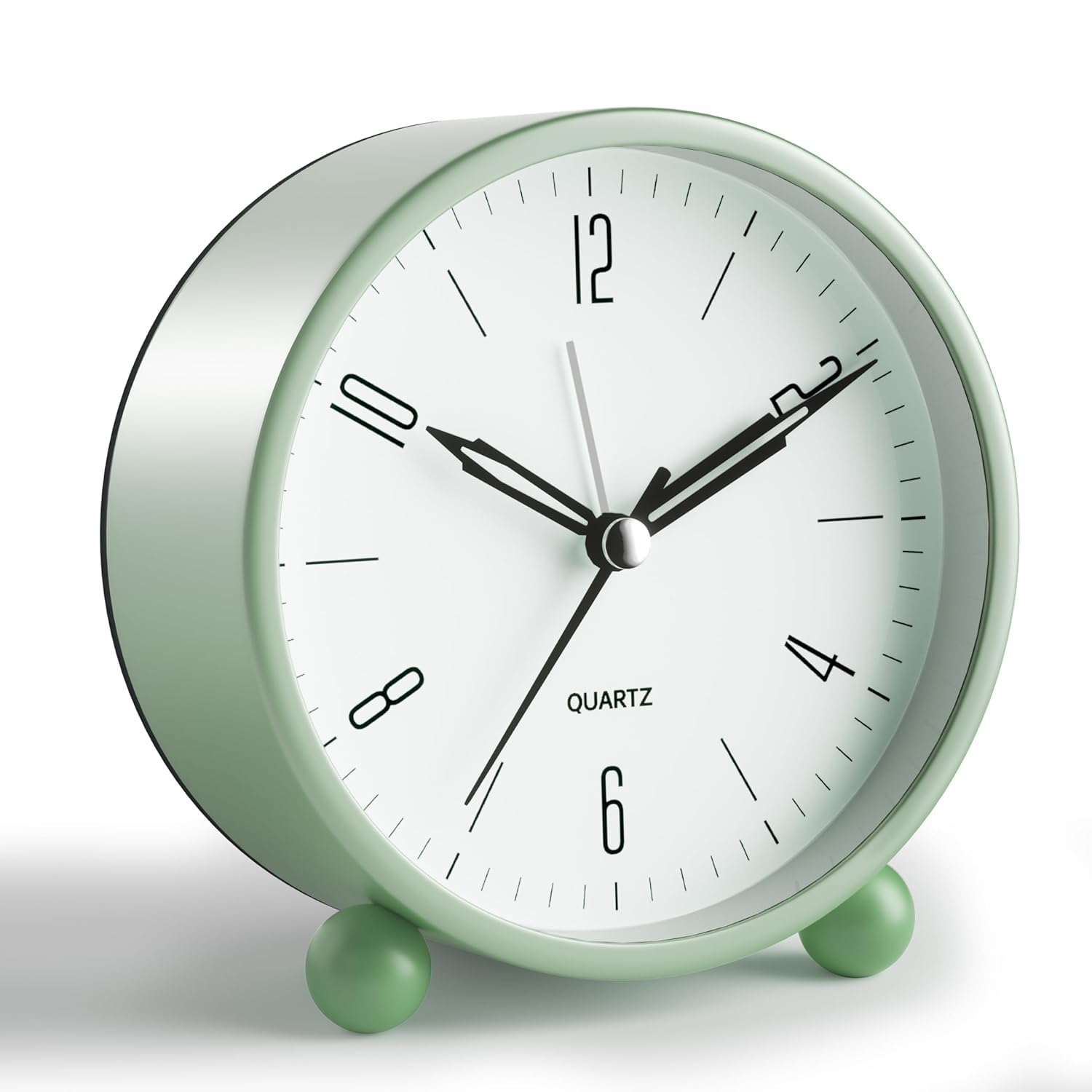 Kadio Plastic Analog Alarm Clock, 4 Inch Super Silent Non Ticking Small Clock with Night Light, Battery Operated, Simply Design, for Bedroon, Bedside, Desk (Light Green)-image-13