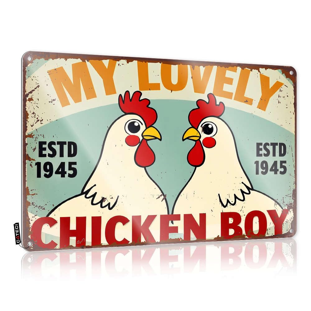 Outdoor Funny Metal Sign My Lovely Chicken Boy Established 1945 Tin Sign Outdoor Bar Signs Funny Coffee Signs(30X40CM)