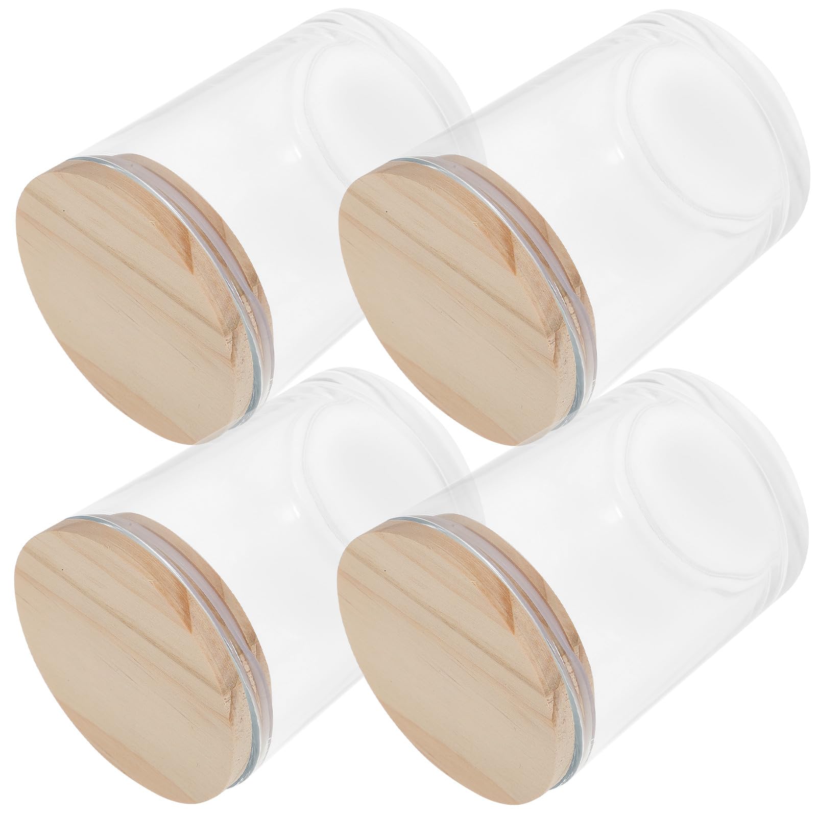 SUPVOX 4 Stück Glas Kerzengläser mit Bambusdeckel 200ml Transparente Kerzendosen für Aromatherapie und Wohnkultur Praktisches Schlichtes Design für Zuhause