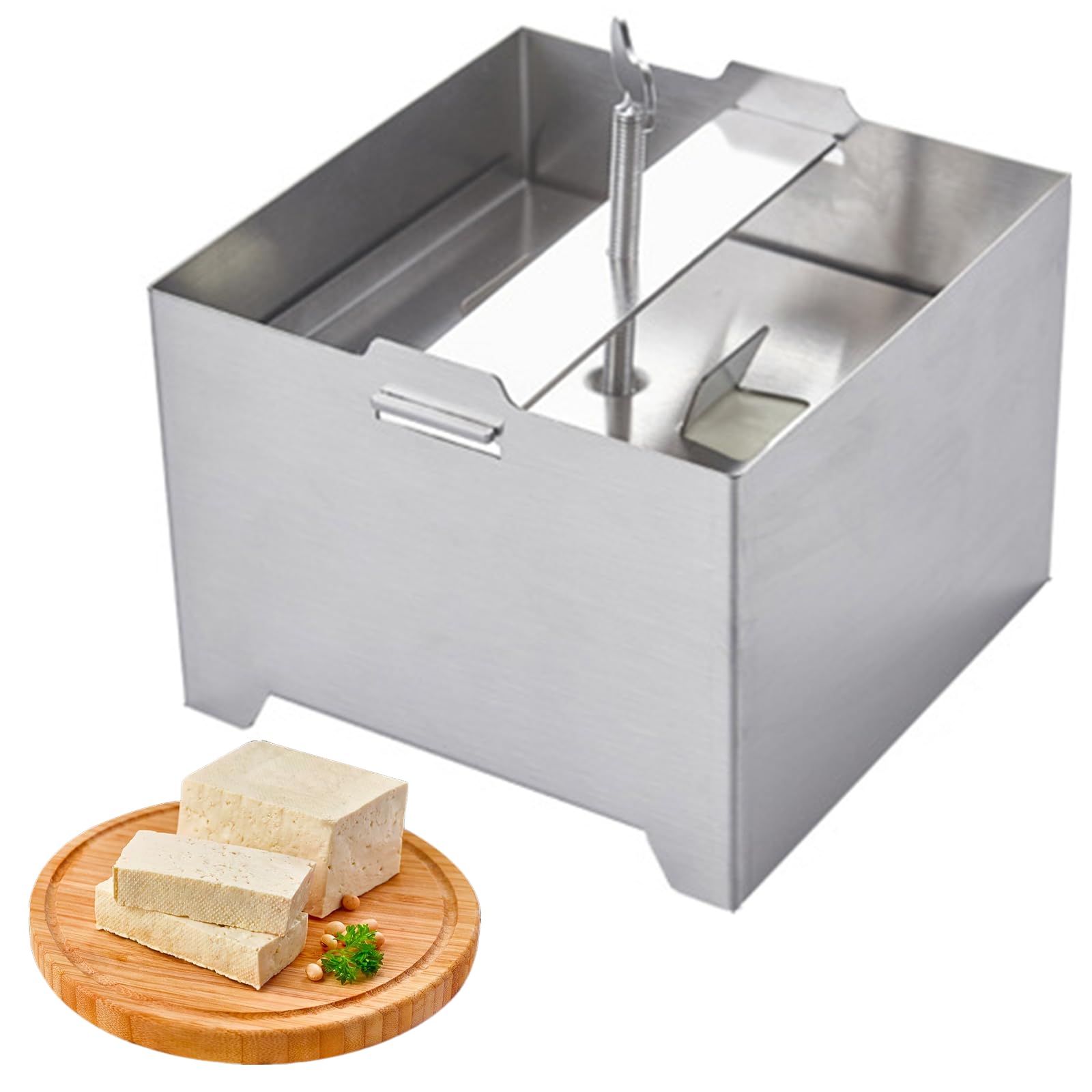 Presse à Tofu en Acier Inoxydable,Smavles Presse à Tofu avec Plaque et Gaze pour la Cuisine,le Restaurant,la Fabrication de Tofu,la Machine à Tofu avec Presse(12*12*9CM)