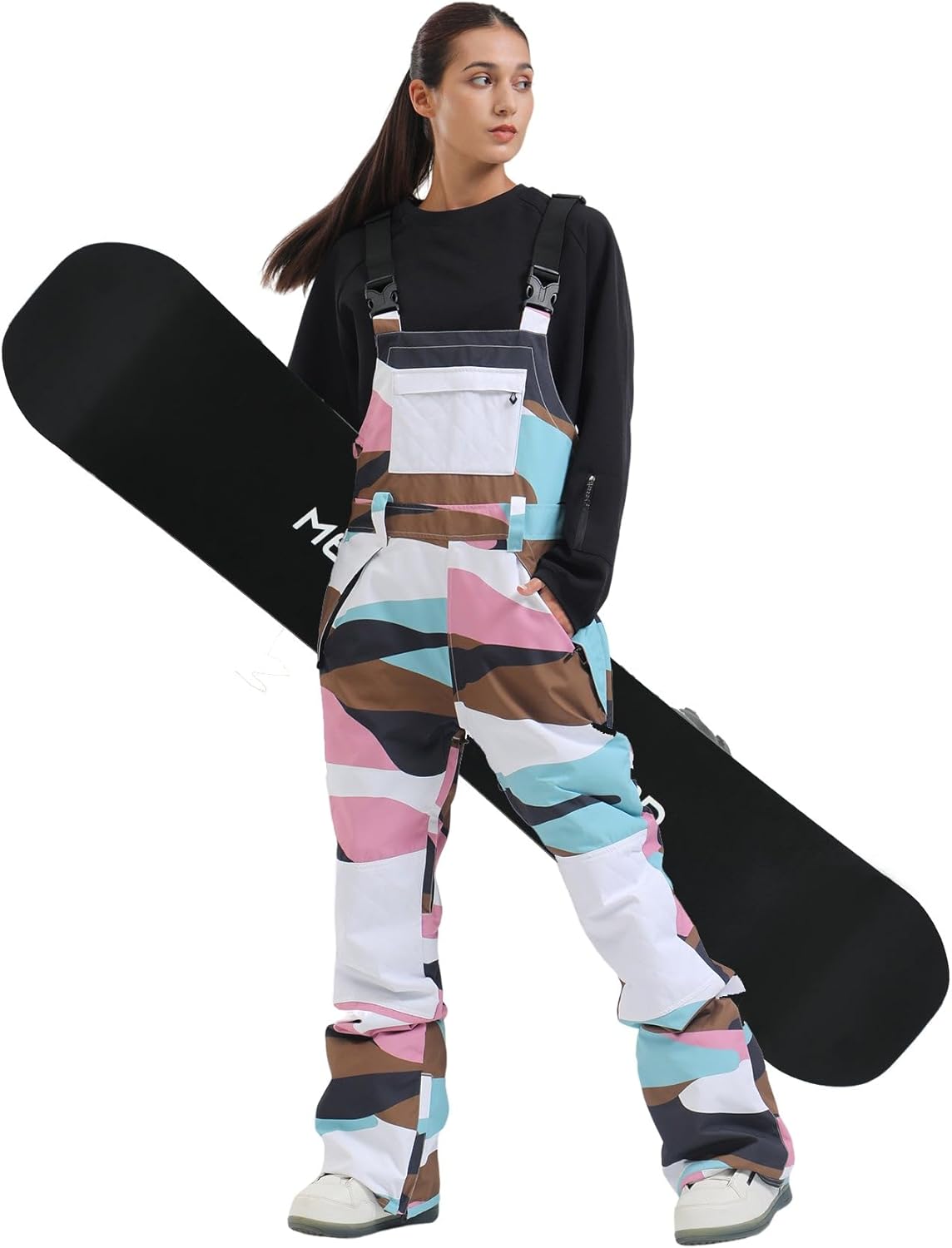 GSOU SNOW Womens Ski Bibs Snowboard Bibs Pants Snow Overalls Waterproof Windproof Winter Outdoor Sports Insulated Warm