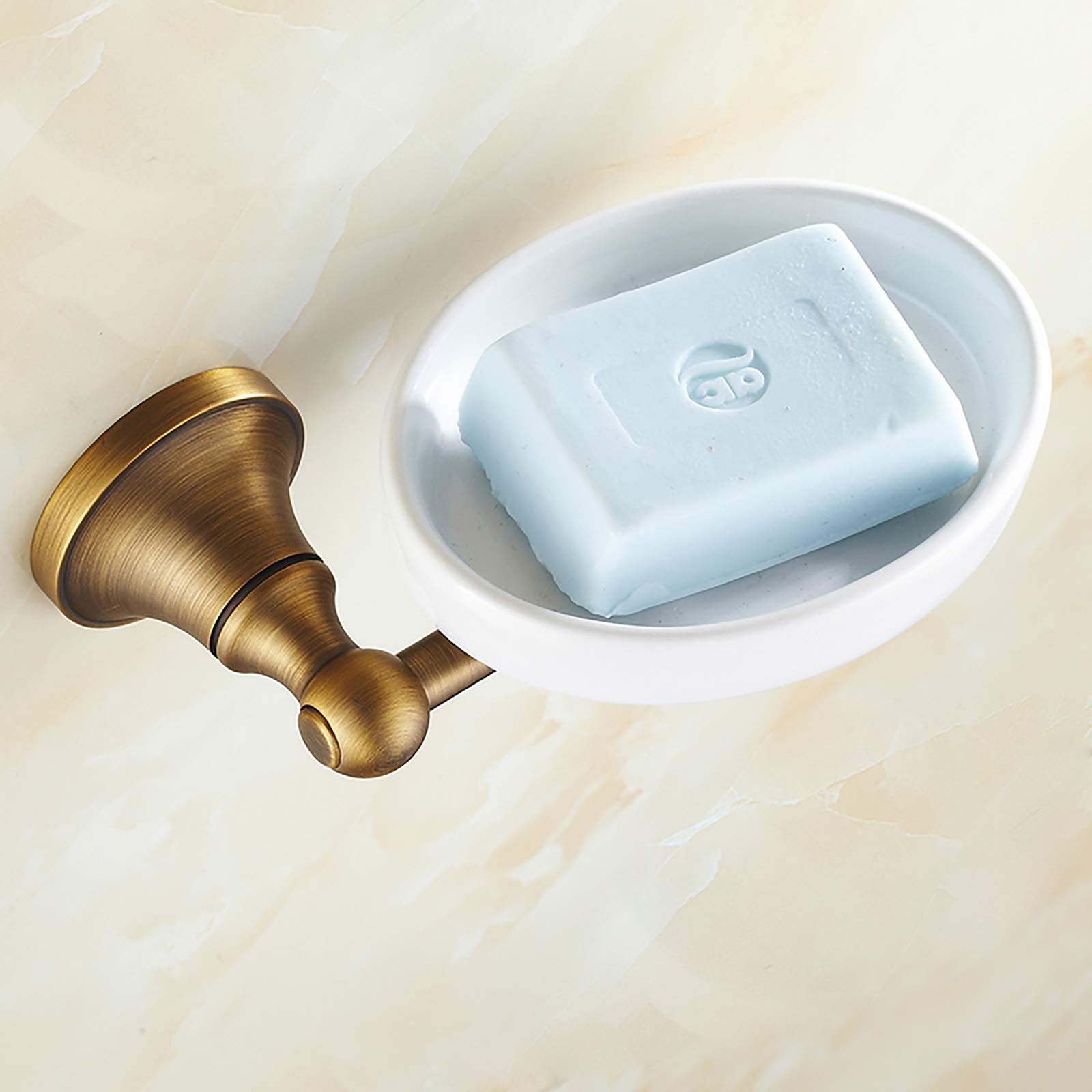 Jabonera de cerámica para ducha, latón montado en la pared, soporte para jabón para baño, cocina, cesta de jabón cepillada antigua
