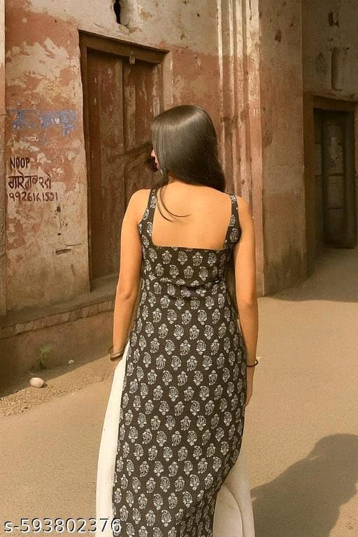 Image of Womens Rayon Sleeveless Square Neck Kurti Lightweight Ethnic Tunic for Summer Stylish Printed Kurta for Casual, Office