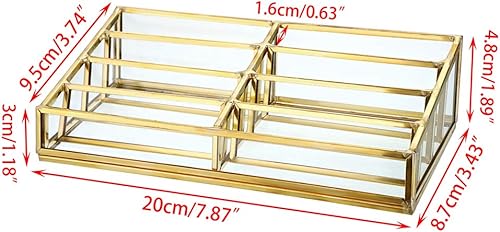 Miniatura 7 de Hipiwe Soporte de cristal para tarjetas de presentación con 8 ranuras para tarjetas de presentación, soporte de almacenamiento de metal dorado,