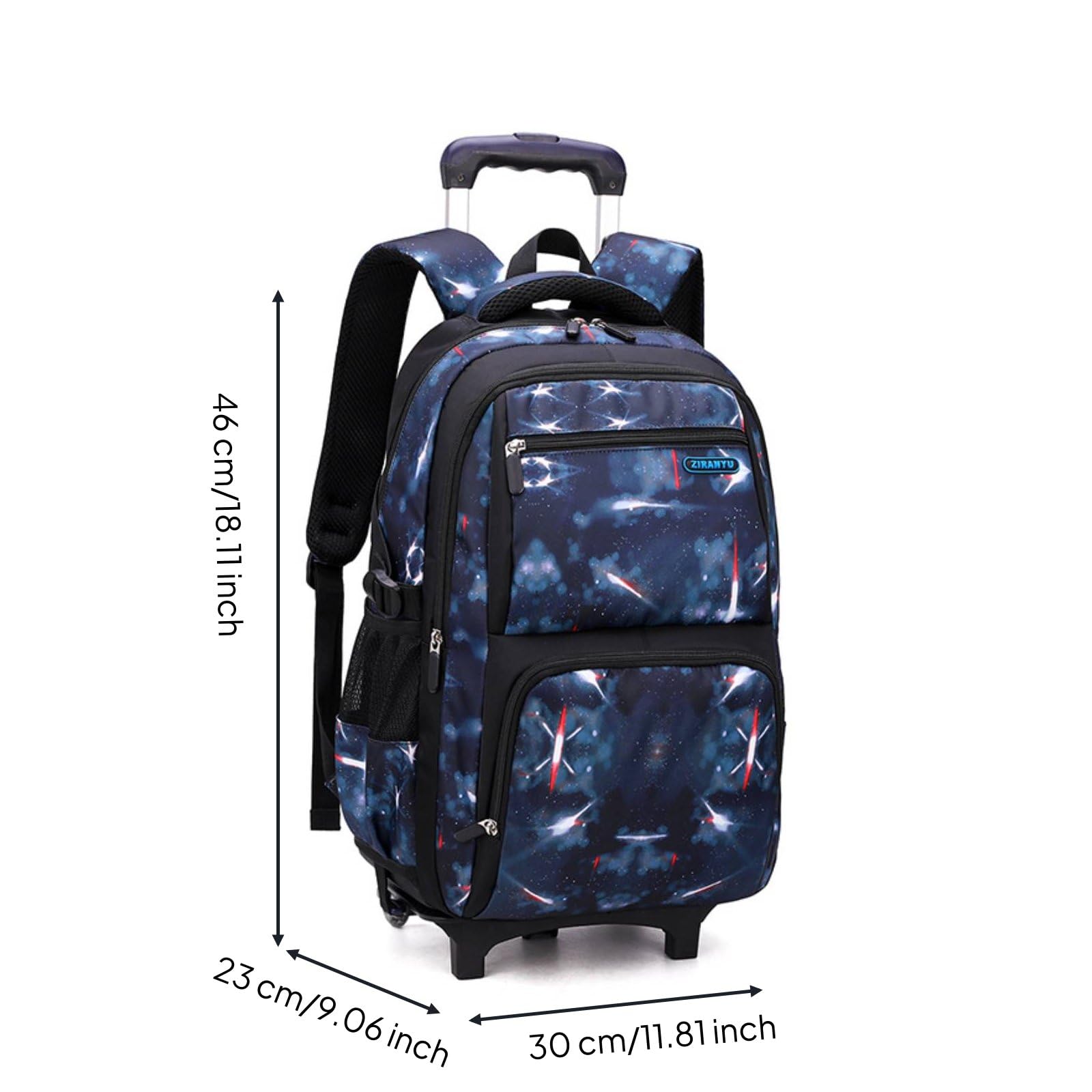 Mochila Escolar con Carrito Trolley Estudiantil Maleta Escolar Bolso con Ruedas de Ruedas para Escaleras y Superficies Irregulares Gran, Azul Oscuro, size to 13
