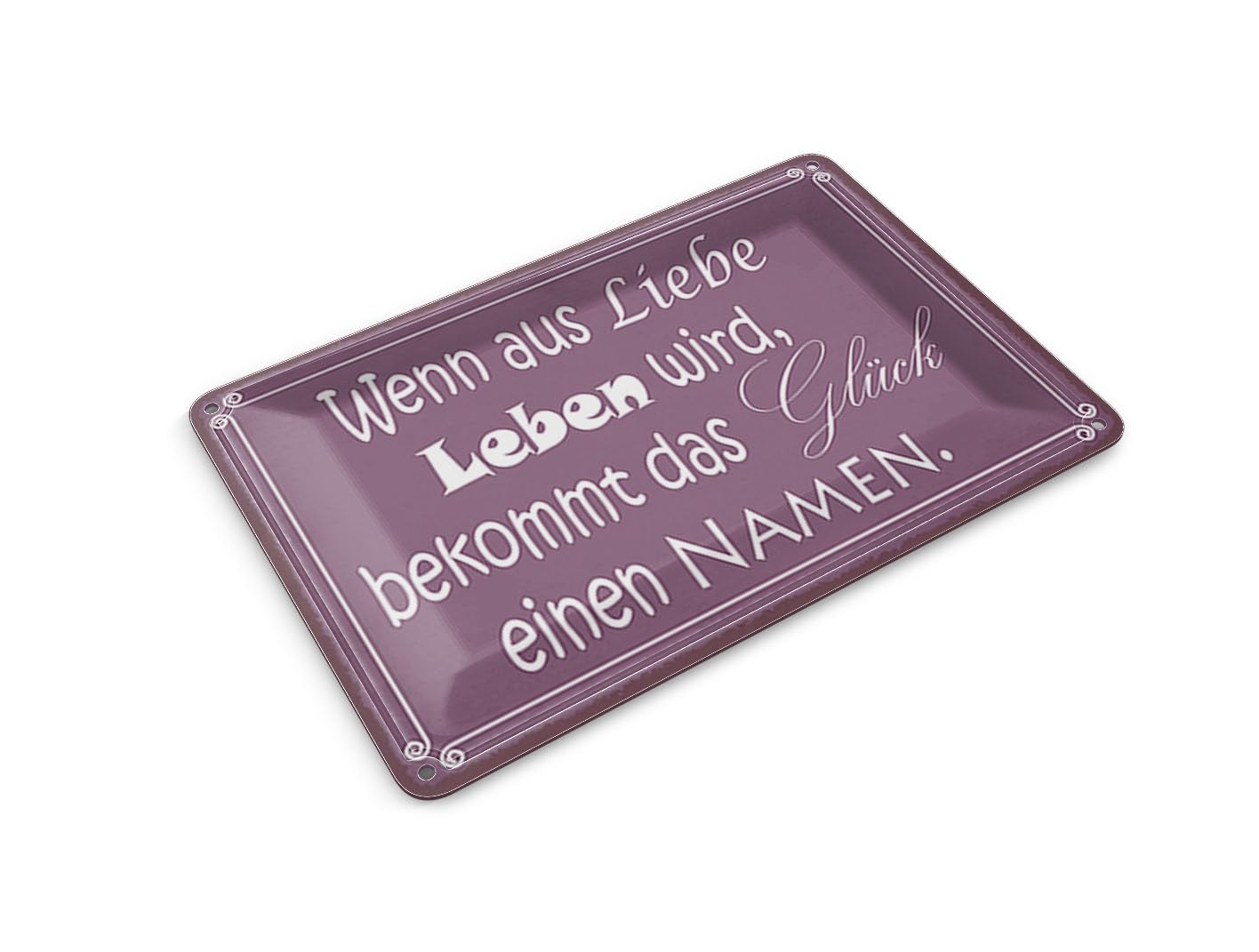 Femer Girls Multicoloured Tin Postcard Saying 14 X 10 Cm Glück Wenn Aus Liebe Leben Wird Decorative Sign