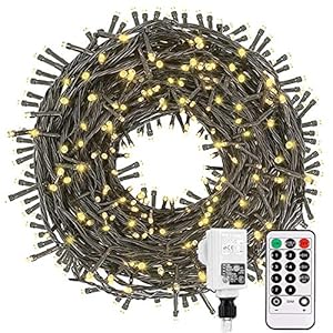 Led Lichterkette Strom 35M 300 LED mit Fernbedienung Timer Merkfunktion Lichterkette Steckdose IP65 Wasserdicht für Innen und Außen,Niederspannung, Warmweiß Lichterkette für Party, Weihnachten, Garten
