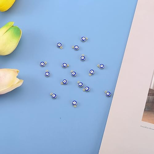 Miniatura 2 de 50 cuentas azules turcas de ojo de la suerte espaciadoras de cuentas de ojo turco de 0.236 pulgadas mixtas de 0.236 pulgadas (0.236 in), conectores