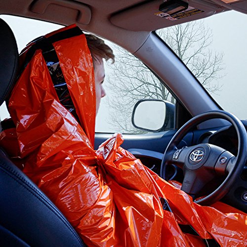 Survival Frog Tact Bivvy 2.0 Emergency Sleeping Bag W/Stuff Sack, Carabiner, Survival Whistle, Paratinder - Compact, Lightweight, Waterproof, Reusable, Thermal Bivy Sack Cover, Shelter Kit (Orange) #TOP7