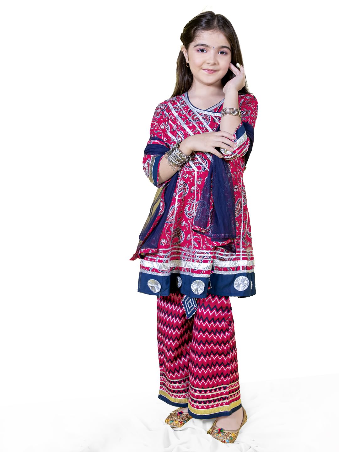 Naughty Ninos Angrakha Kurta etnica con pigiama e Dupatta per bambine da 3 a 15 anni
