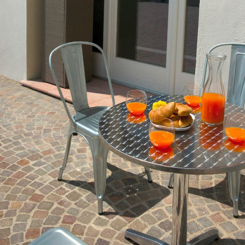 Produce Shop Mesa con Tablero Plegable Redonda de 70cm de Acero para Bar bistró al Aire Libre Skladan