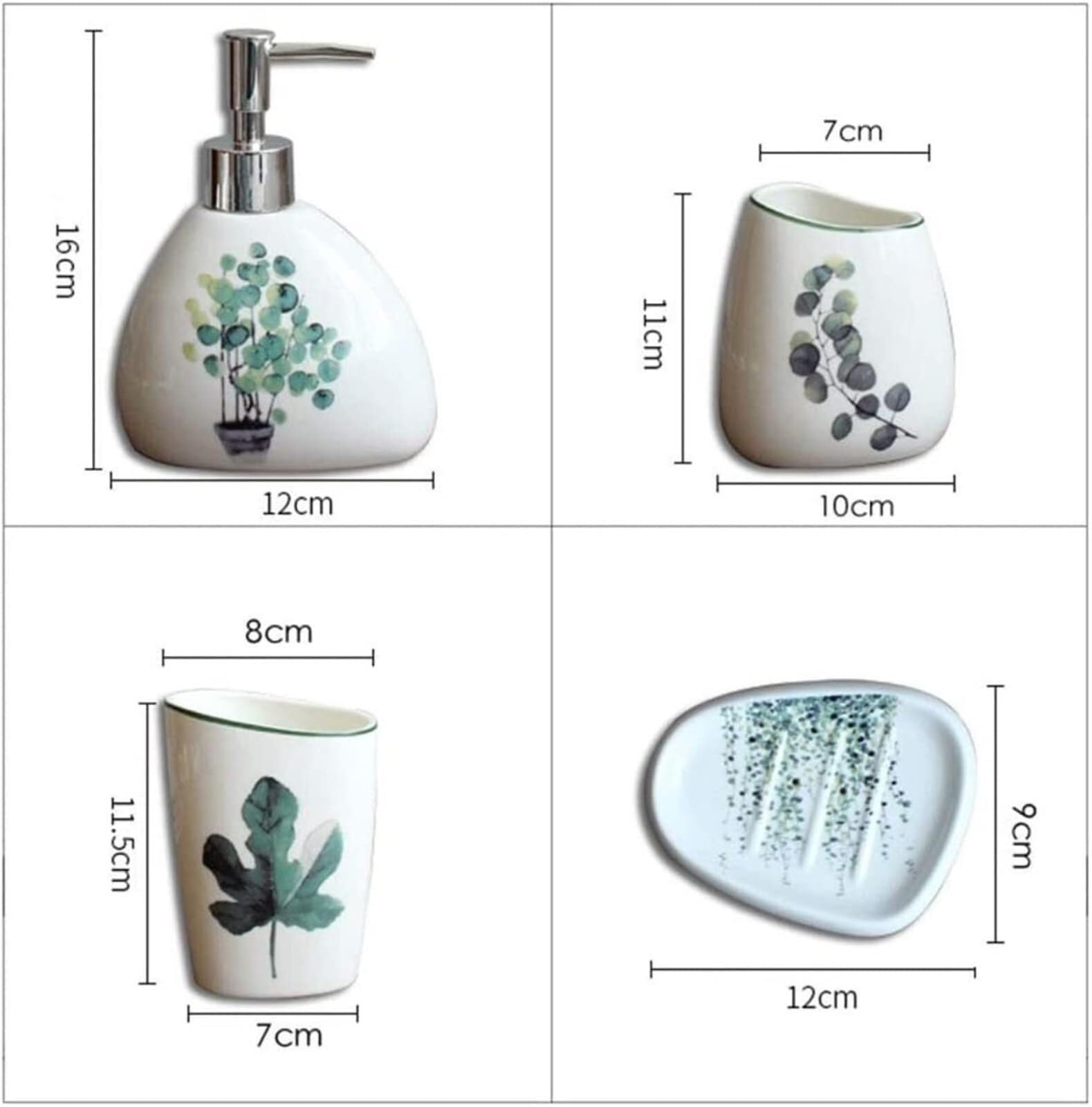 Set di accessori per il bagno Ceramica 5 pezzi include dispenser di sapone, portaspazzolino, bicchiere e 2 bicchieri, decorazione costiera Arredamento per gli affittuari(B)