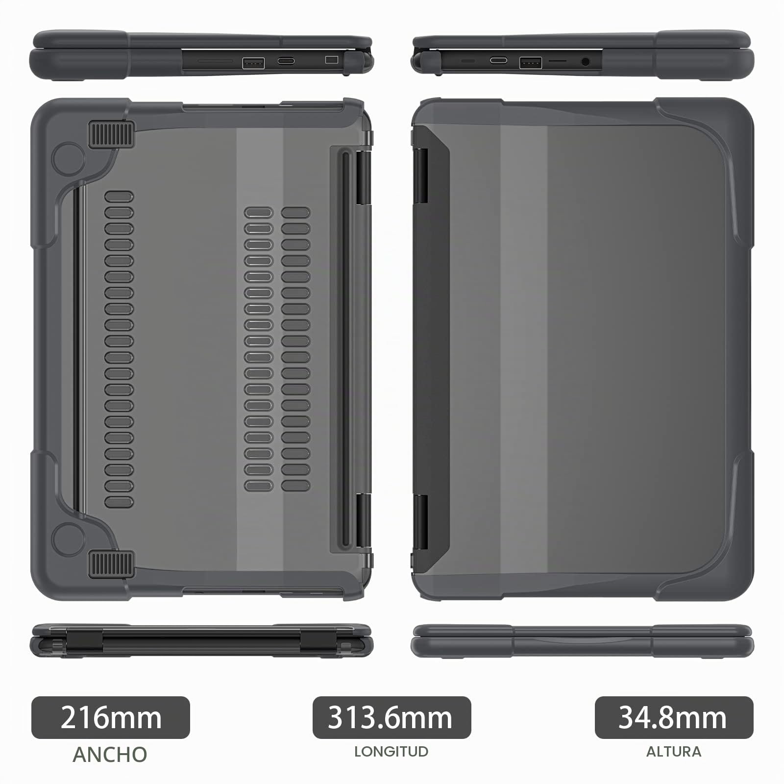 Funda para Dell-Chromebook-3100/3110 (Clamshell/2 en 1) 11.6'', Resistente a Los Golpes Carcasa con Revestimiento Mate Esmerilado Antihuellas Cubierta Protectora Dura para Estudiantes y Niños