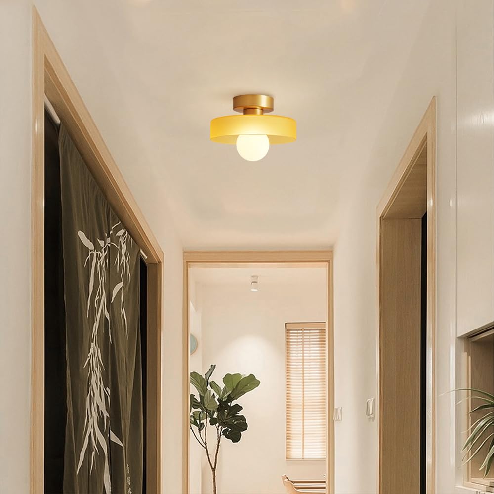 Générique Lampy sufitowe Nowoczesny styl skandynawski Okrągła, kremowa szklana lampa sufitowa idealna do sypialni, salonu, szatni, schodów lub korytarza oświetlenie sufitowe
