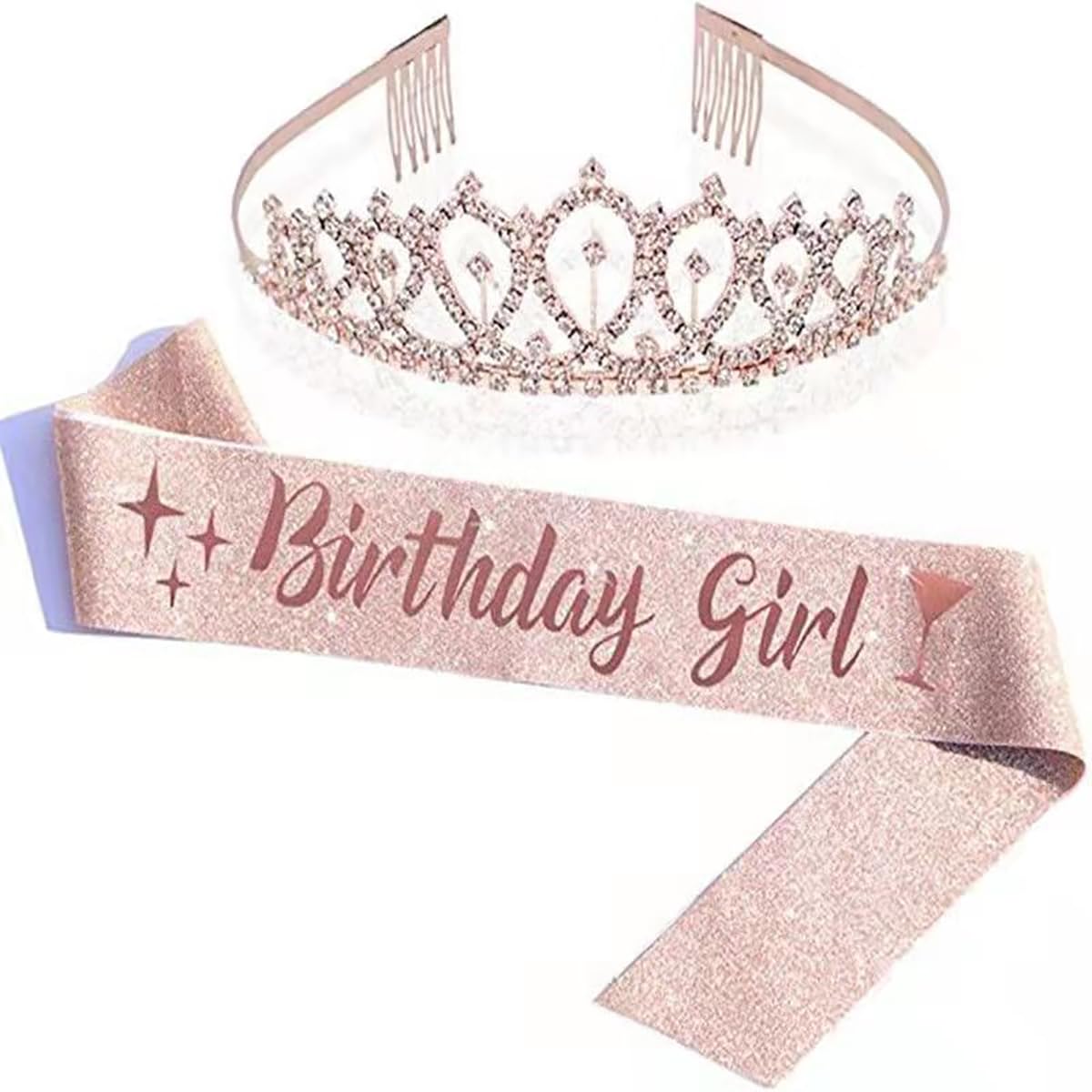 YUPPIN Birthday crown and Satin Sash and Tiara Birthday headband for Girls Women Birthday Party Supplies (B0CBW11FMW) Amazon Price History, Amazon Price Tracker