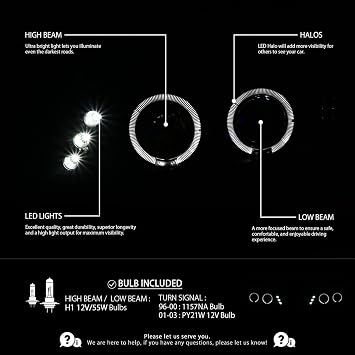 Autozensation Compatible with 1996-2003 BMW E39 5-Series All Without OE Xenon Headlights, Left + Right Pair Headlamps Assembly, LED Projector Headlights Black