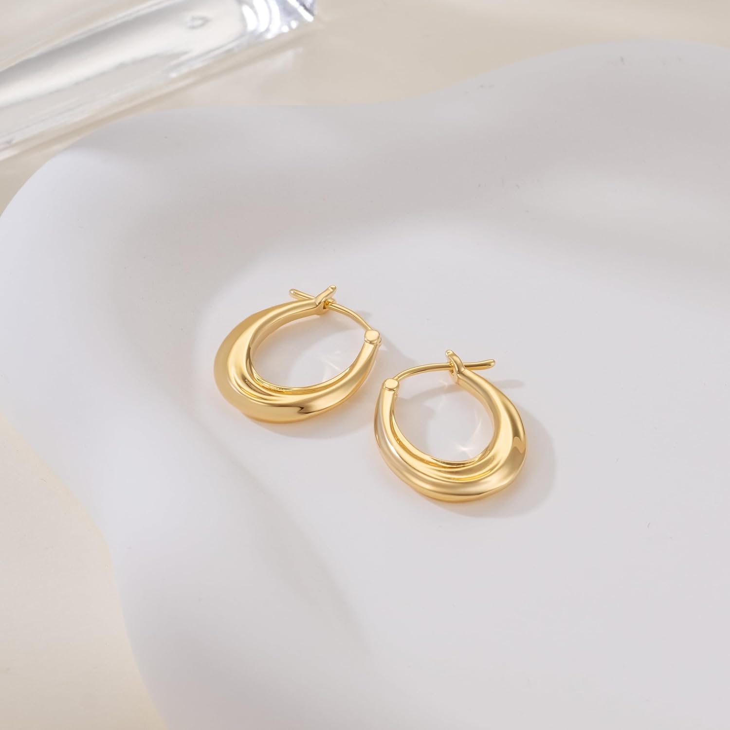 14K Gold Earrings for Women 14K Gold Hoop Earrings for Women Gold Hoop Earring for Womens Hoops Sleek wave-like shape Womens Hoops Earring