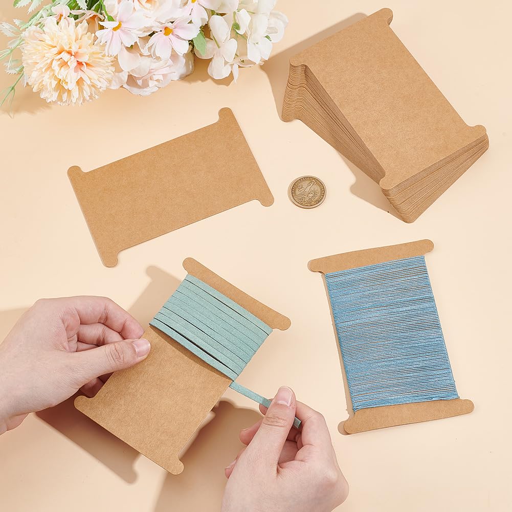 PH PandaHall 50pcs Ribbon Storage Ribbon Spools Organizer Embroidery Floss Bibbon for Thread Holder Empty Cardboard Yarn Bobbin for Cotton Thread Cross Stitch Craft DIY Sewing 13x8.9 cm - Image 3