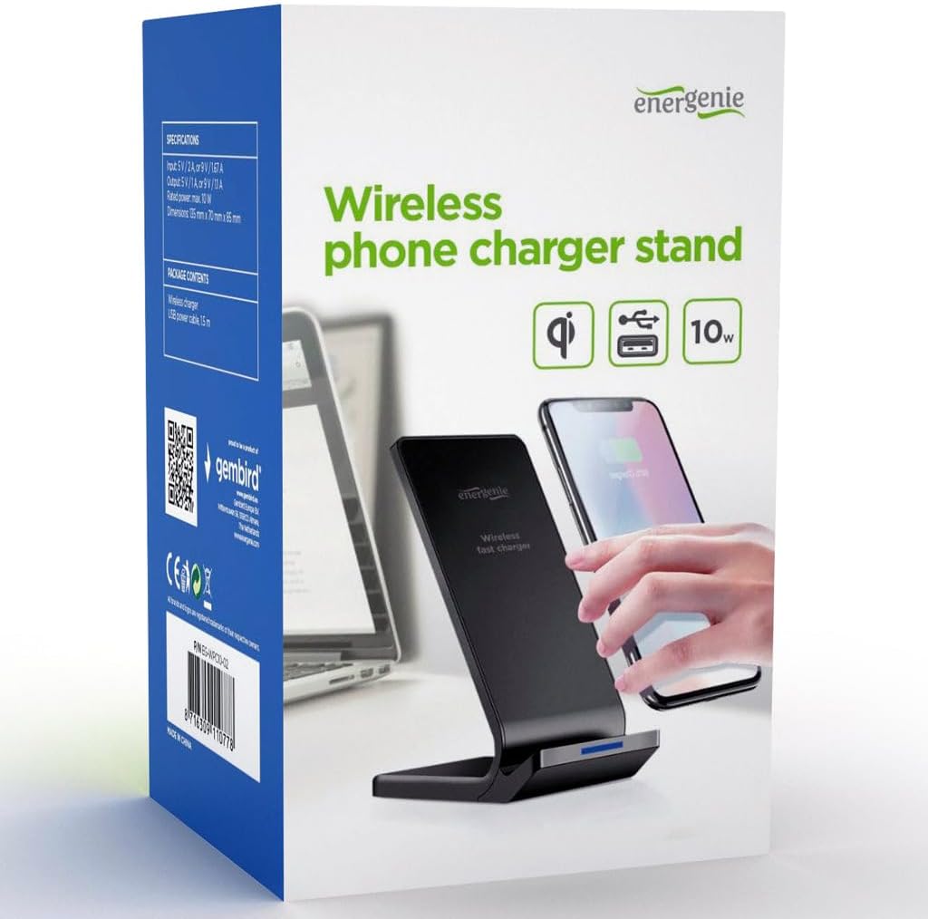 GEMBIRD Phone Holder with Wireless Charger, 10 W, Black