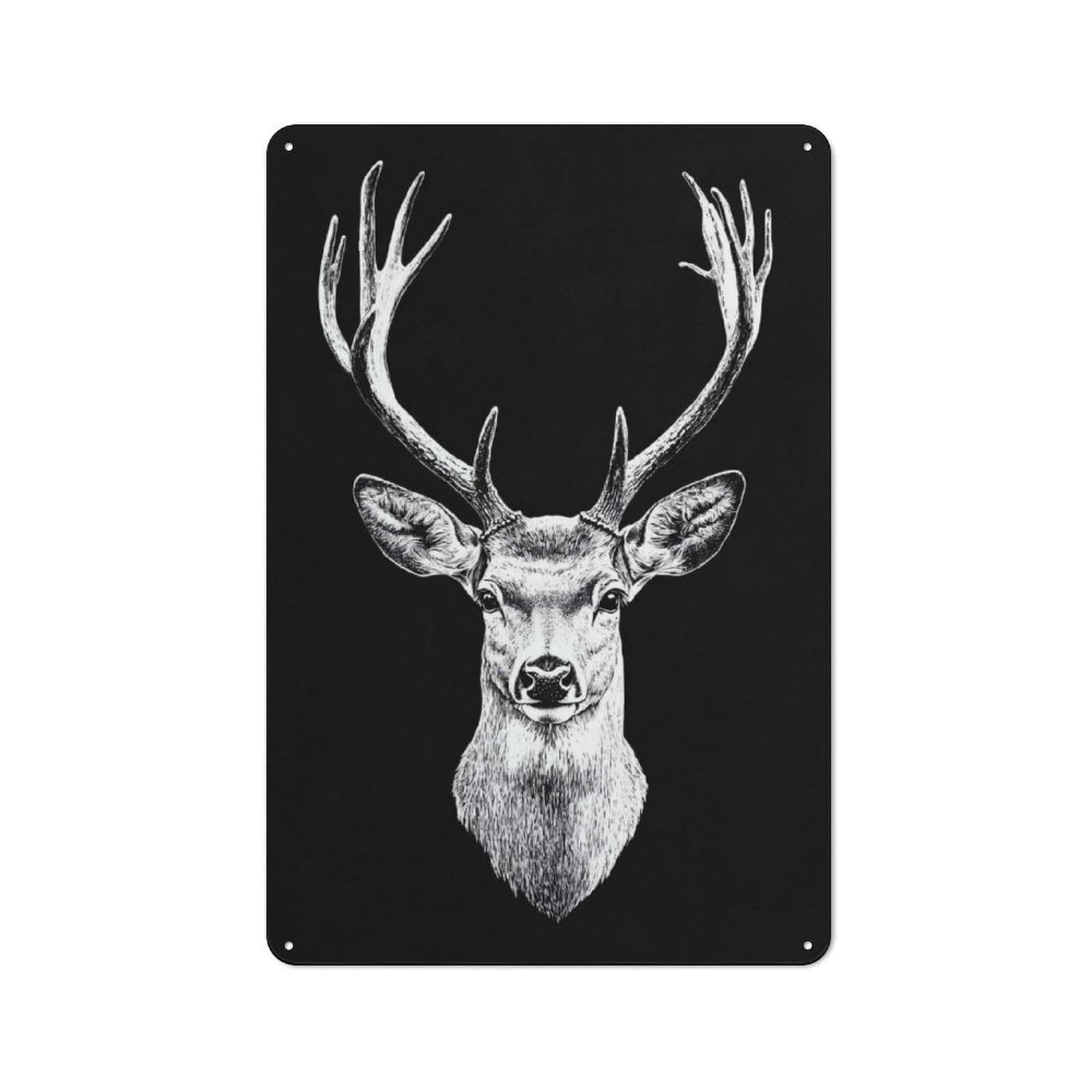 Junmoney Style-9 Tin Wall Plaque 30X20cm With Detailed Stag Portrait For Hallway Wall, Suited To Wall Displays In Hallways And Entrance Areas
