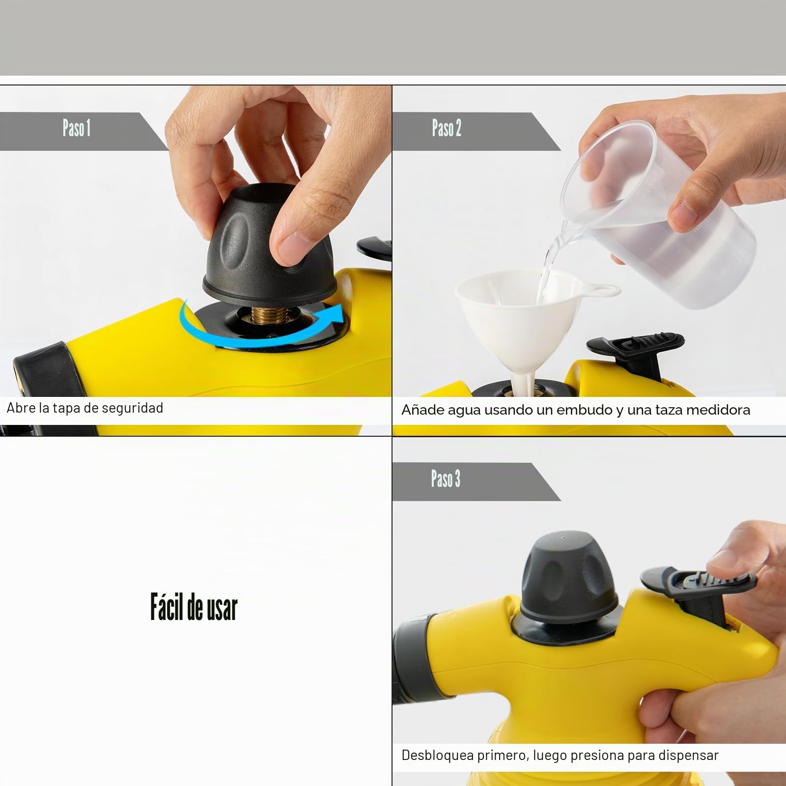 SOARS Vaporeta Limpieza Hogar, Presión de Vapor: 3 bares, Tiempo de Calentamiento: 3-5 min., Potencia: 1050W, Depósito de Agua: 350ml, Limpiador de Vapor de mano para Alfombras, Suelos, Ventanas