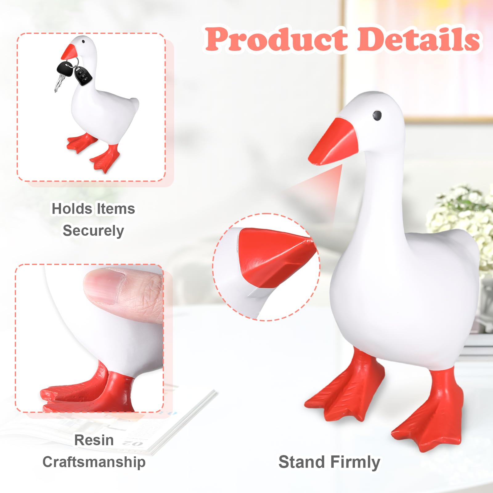 Magnetic Goose Duck Key Holder, Resin Cute Animal Figurines Keys Holder, Goose Statue Key Storage - Image 4