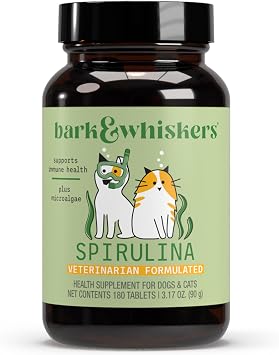 Dr. Mercola SpiruGreen for Cats & Dogs - Antioxidant Support - Spirulina & Astaxanthin - Nutrient-Dense Microalgae Formula - 180 Tablets