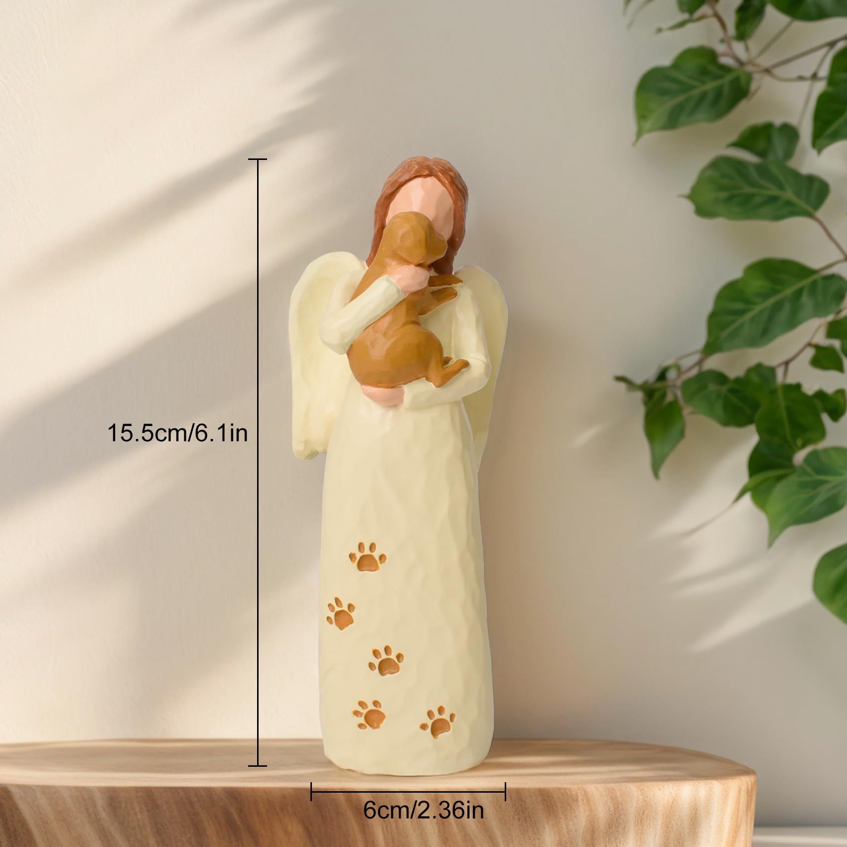 Cuayaes Statua di Angelo Custode del Cane, Regali Commemorativi per Cani, Regali di Condoglianze per la Perdita di Cane, Sculture di Collezione di Resina Disegnate a Mano, Decorazioni di Angeli