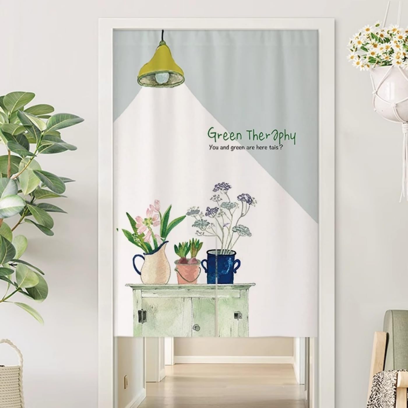 Guest Ruyunlai M18 Green Plants Japanese Noren Doorway Curtain, 70X120cm