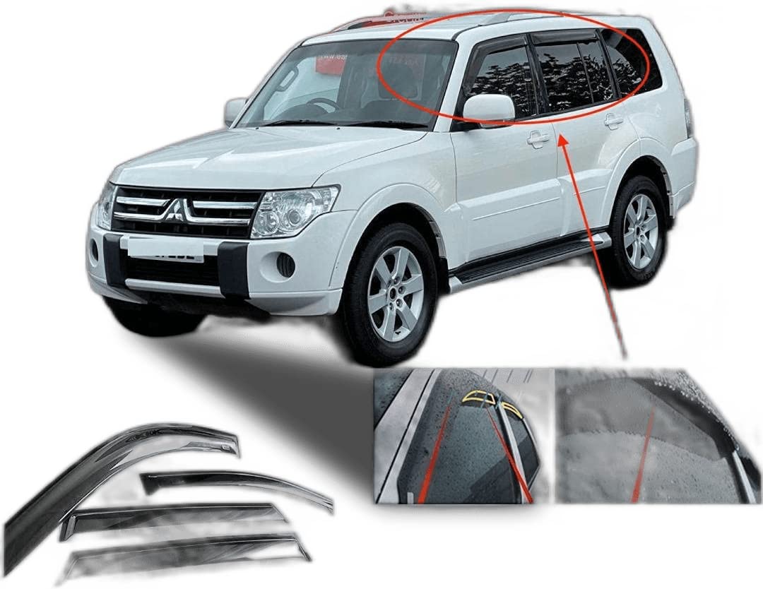 4 déflecteurs d'air compatibles avec Mitsubishi Pajero Shogun 5 portes 2006 2007 2008 2009 2010 2011 2012 2013 2014 2015 2016 2017 2018 2019 2020 20 21