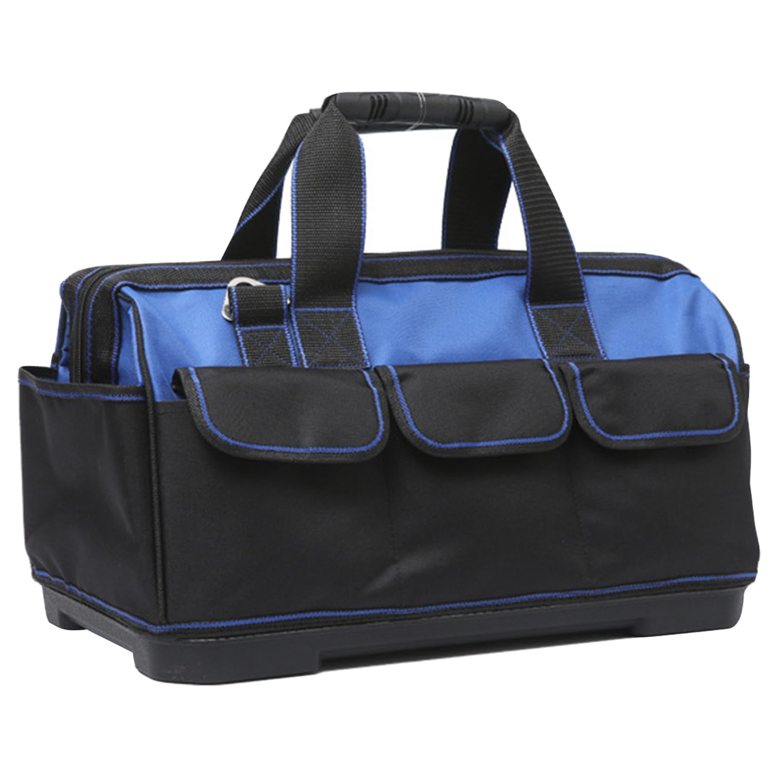 Multifunctional Tool Bag 600D Oxford Electrician Storage Bag Heavy-Duty Repair Tools Bags Wear-Resistant Hard Bottom MultiPocket Toolkit Wide Mouth Tote for Various Instrument (Blue 16IN)