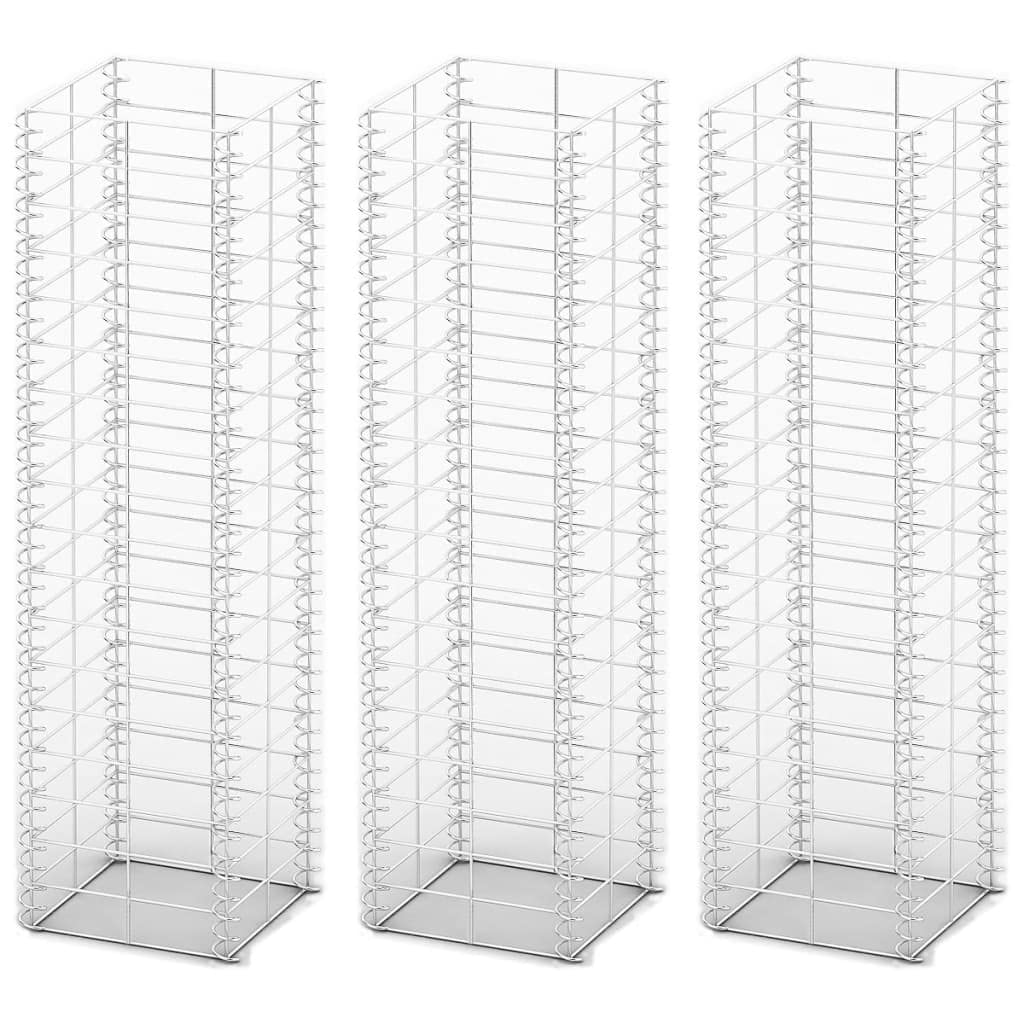 INLIFE Gabionen-Set 3-TLG. Verzinkter Draht 25×25×100 cm,9.1kg,141045