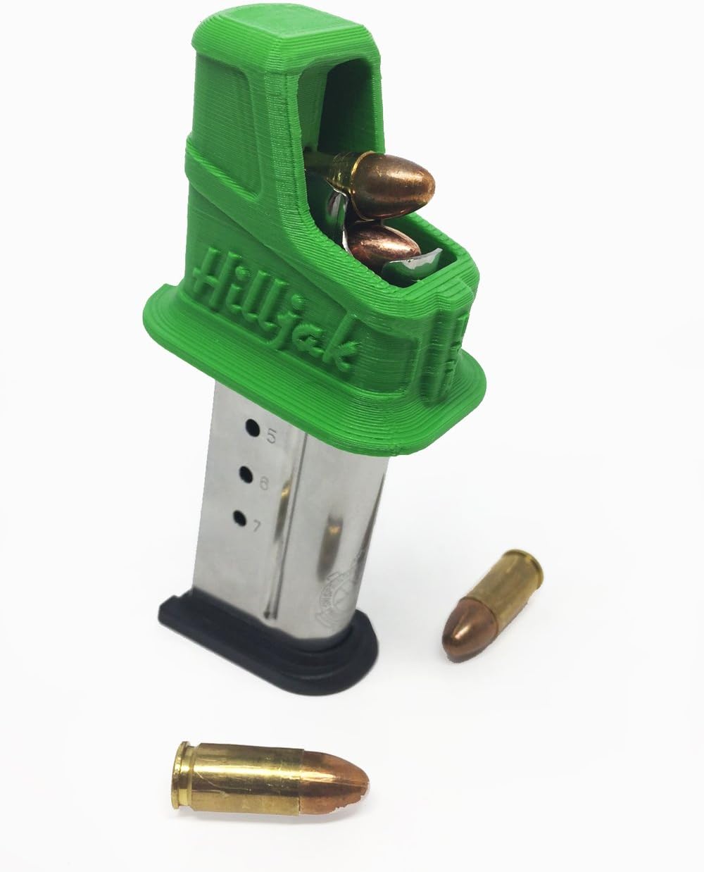 Magazine Speed Loader for Smith & Wesson M&P 9 Shield (1.0, 2.0) 40 Shield, Springfield Armory XD-S XD-E 9mm Single-Stack Magazines, Hilljak Quickie Loader QL9S - Hunter Green