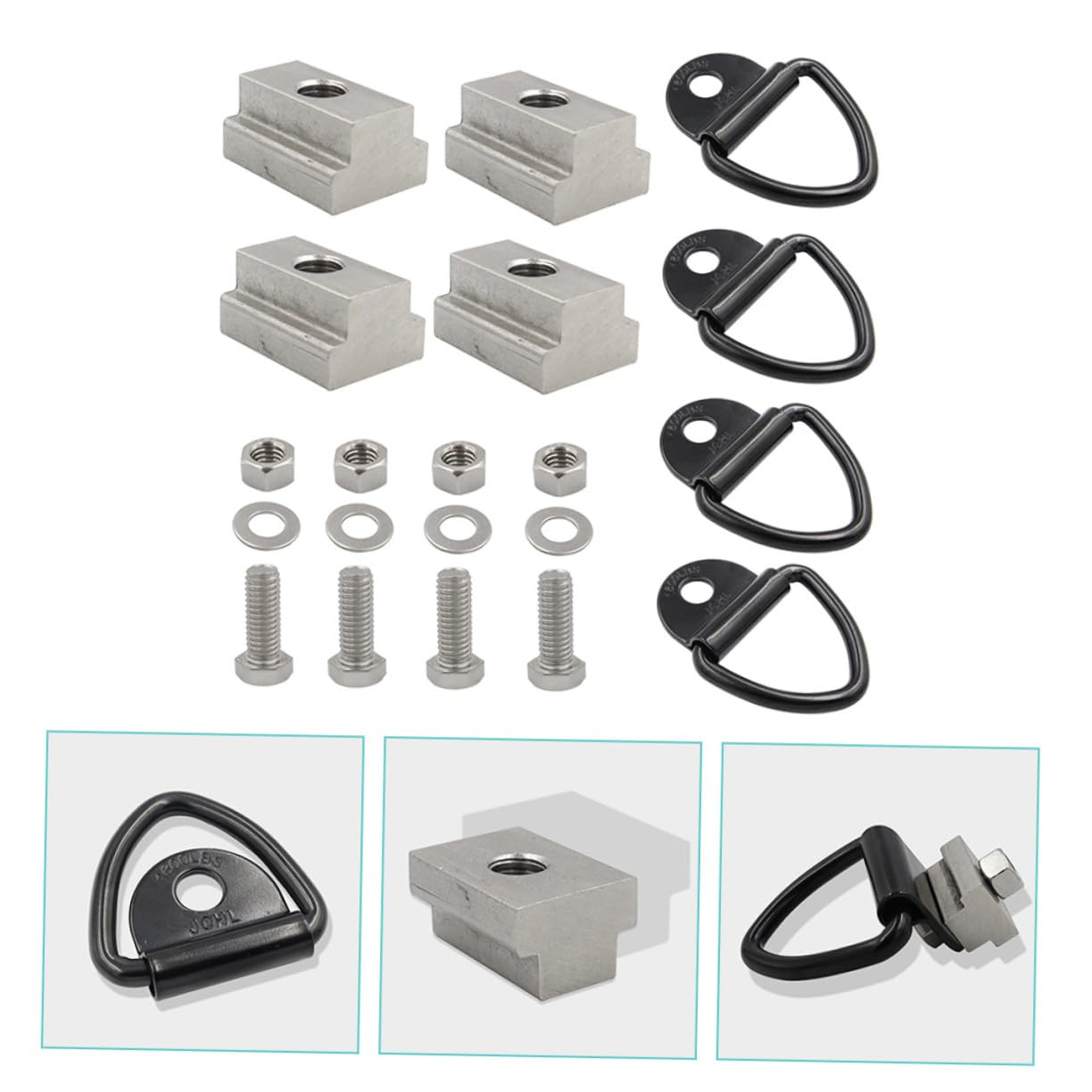 4 Sätze Edelstahl T Nut T Slot Muttern Gewinde V Ring Zurrösen für Pick up Anhänger Ladungssicherung Verzurranker