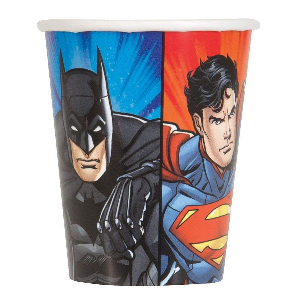Unique Justice League Multicolor Paper Cups (9oz) Pack of 8 - Colorful Superhero Party Cups for Kids & Adults