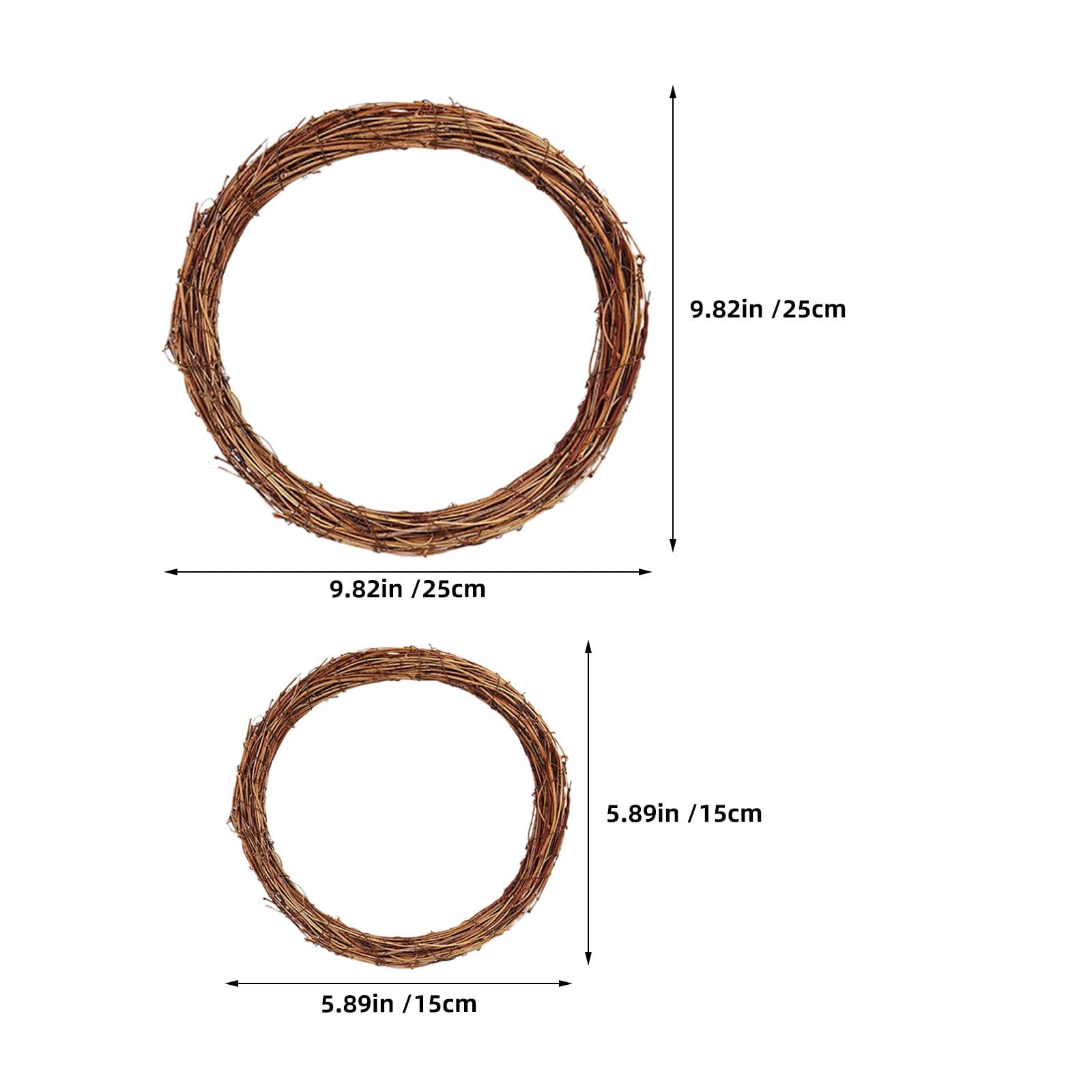 Toyvian 18 Stück Runder Weinrebenkranz aus Rattan, Naturbraun, Robust für