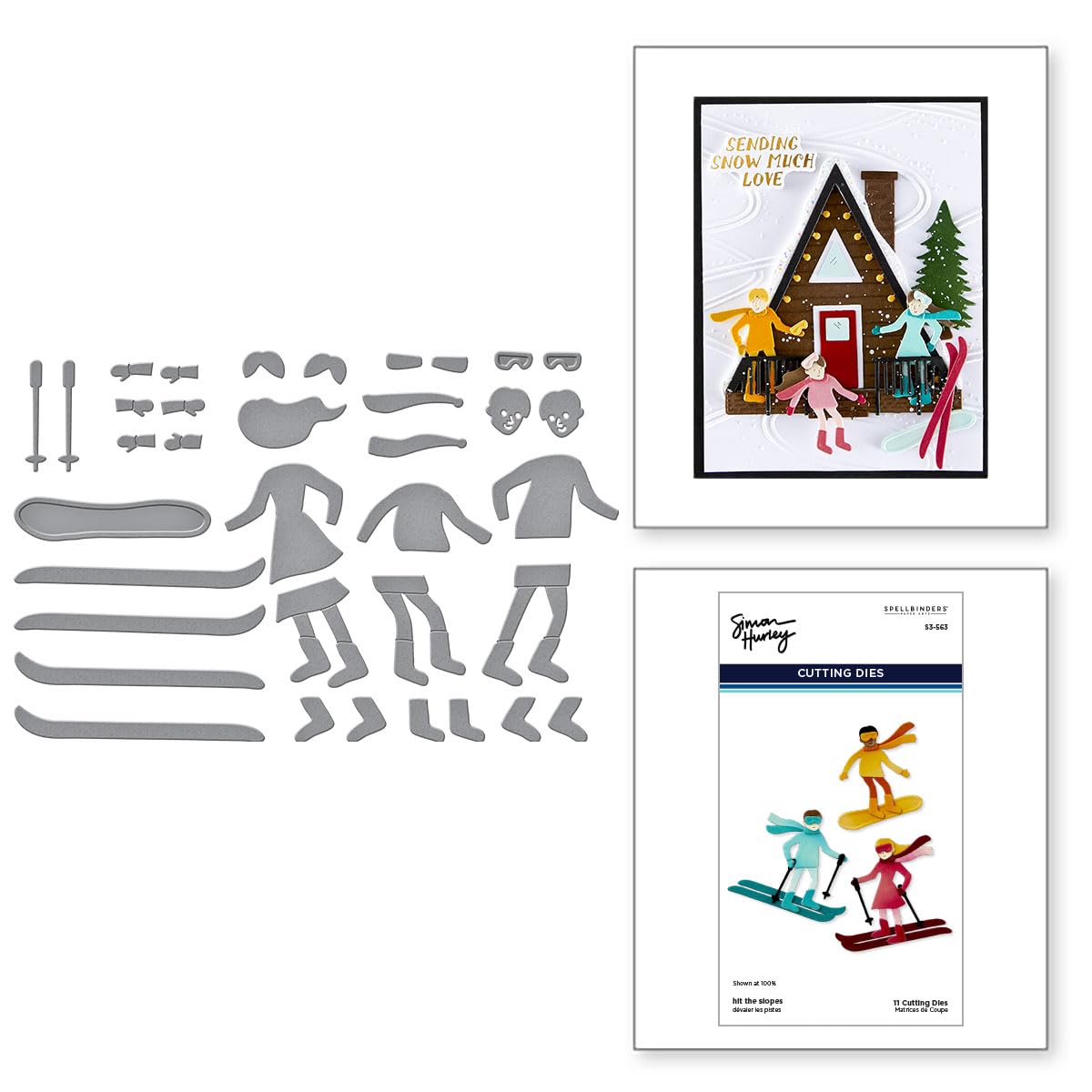 Hit The Slopes Etched Dies from The Ski-Son's Greetings Collection by Simon Hurley