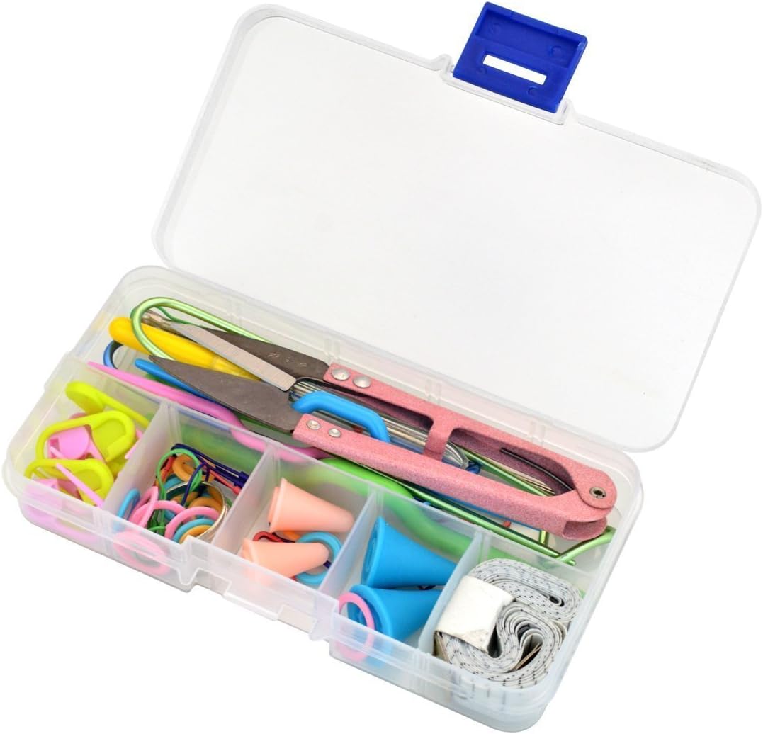 WHATWEARS Knitting Accessory Kit Supply Set Basic Tools + Case Lots Pcs