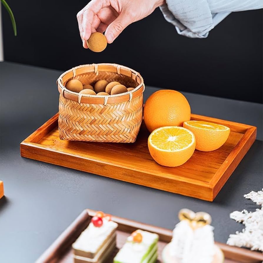 ≪モダン和風 陶磁器茶器セット(4客)木製トレイ付き≫ Amazon|GriMei ウッドトレイ 和風レトロ茶器トレイ 木製トレー