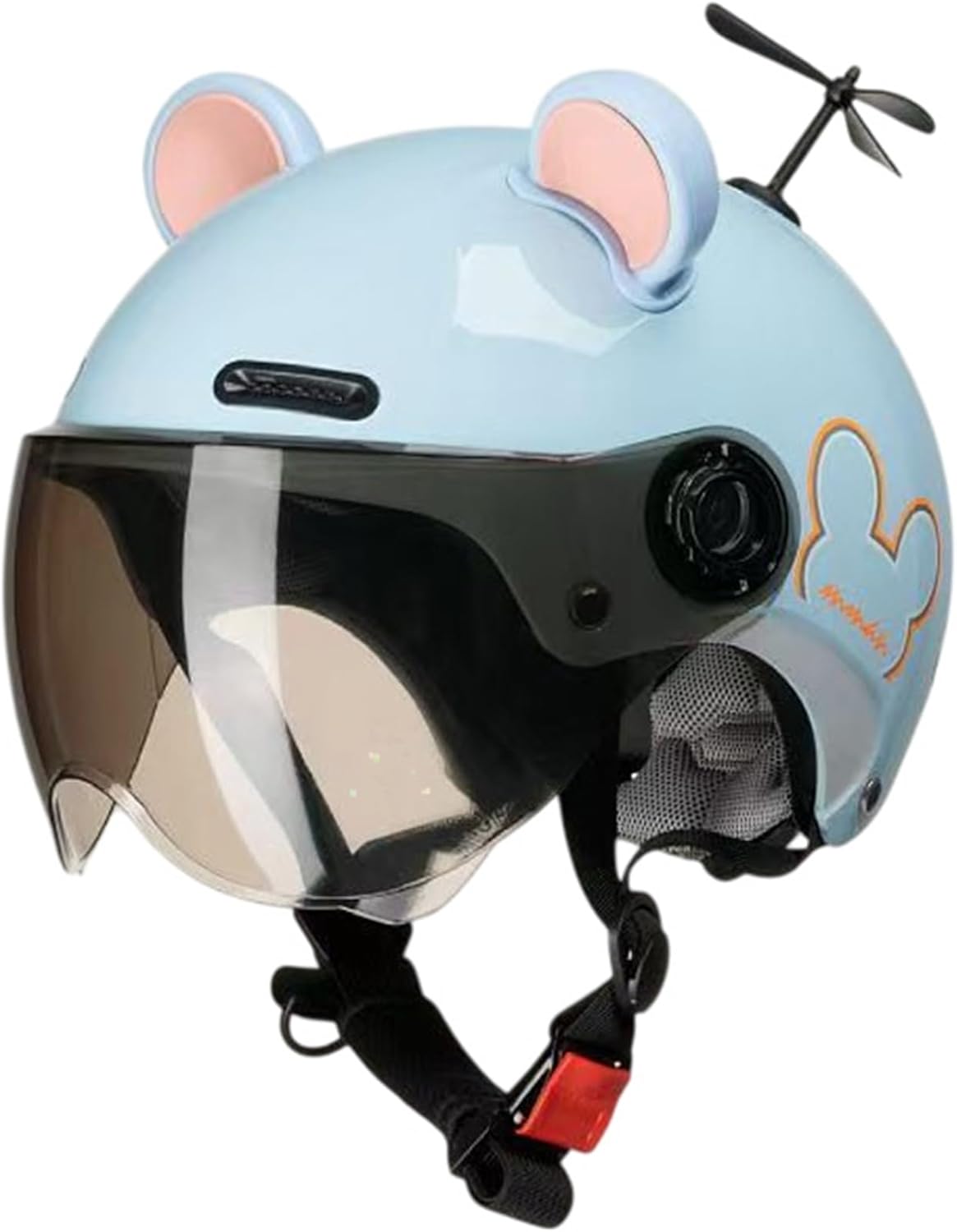 DOT Approved 3/4 Motorcycle Kids Helmet with Cat Ears,Child Boys Girls Bicycle Half Helmet,Toddler Light Quick Buckle Skateboard Moped ATV Helmets for Scooter Dirt-Bike Go-Kart