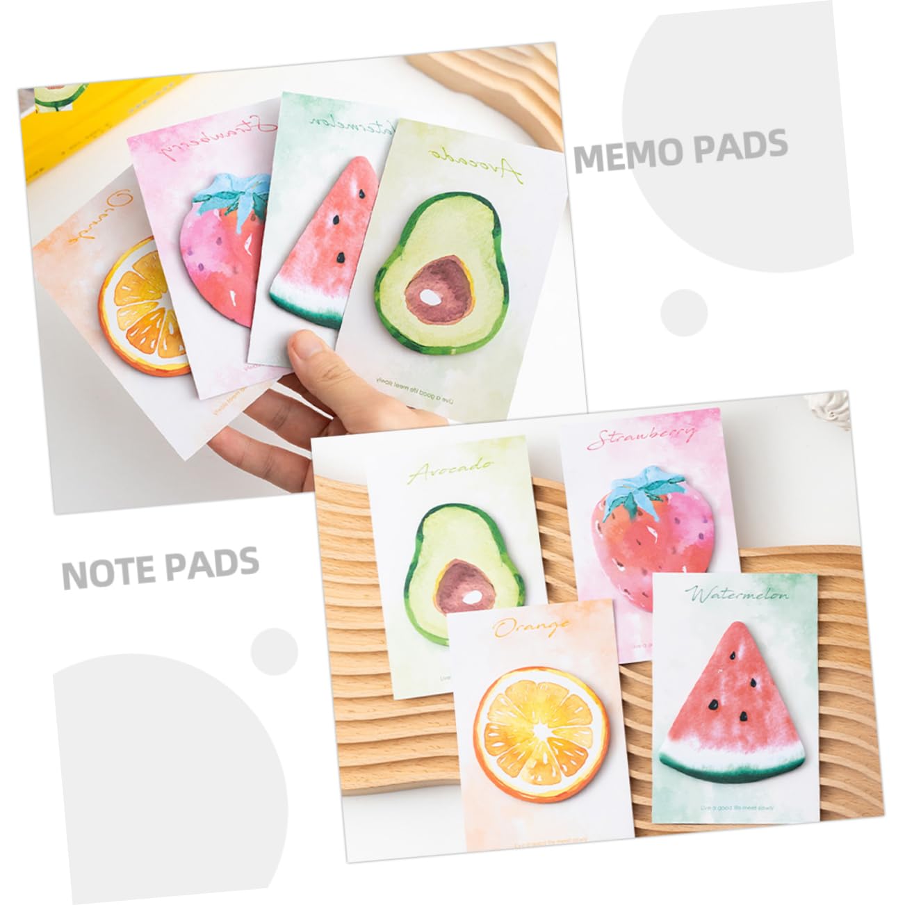 DOITOOL 4 Pezzi Note Adesivi Libri Colorati per Ufficio e Scuola per Ogni Fragola Anguria Avocado