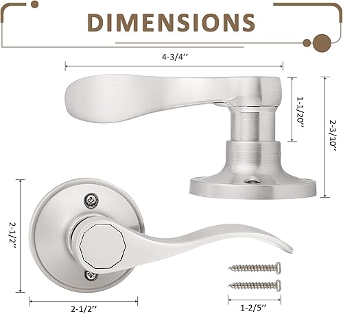 Miniatura 5 de Probrico - Paquete de 2 manijas de puerta decorativas para puertas con apertura a la izquierda y derecha, estilo ondulado, con acabado de níquel